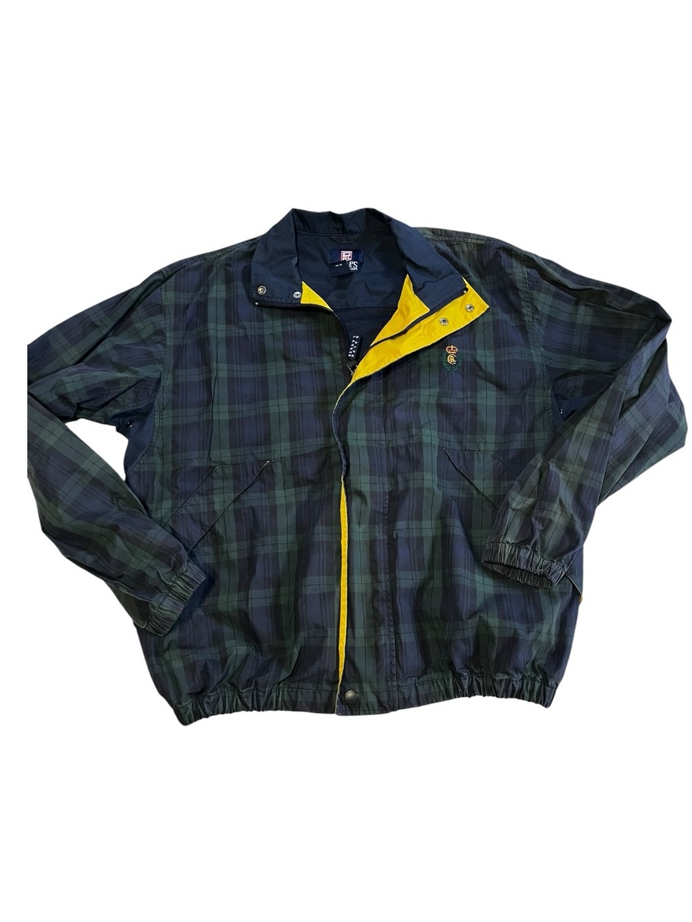 Vtg Men's Plaid Chaps Ralph Lauren Lightweight Jacket with Yellow Trim